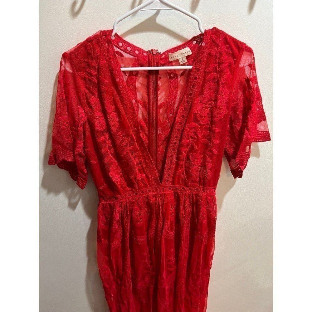 NEW Anthropologie Red Romantic Fairy Boho Coquette Soft Girl Dainty Lace Dress - Picture 7 of 10